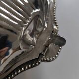 Shell-shaped butter dish in silver-plated metal from the 50s