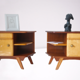 Paire de chevets vintage en bois pieds compas