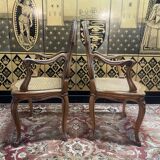 Pair of Louis XV style armchairs in canework