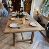 Solid wood farmhouse table with 2 extensions