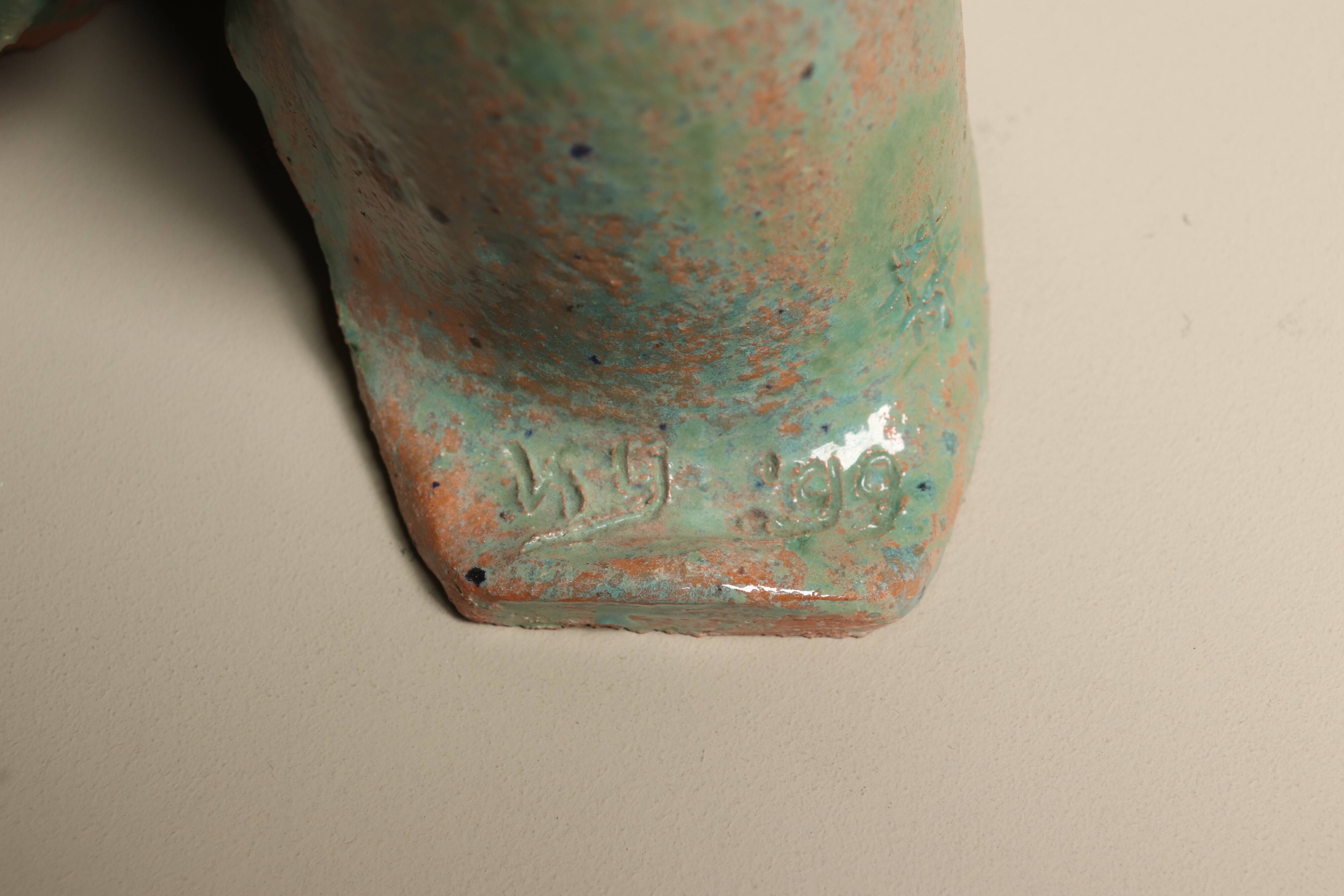 Studio pottery free form raku glazed sculpture 1990s