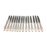 Set of 14 silver metal knives Christofle stainless steel blade model Touraine crown Vicomte