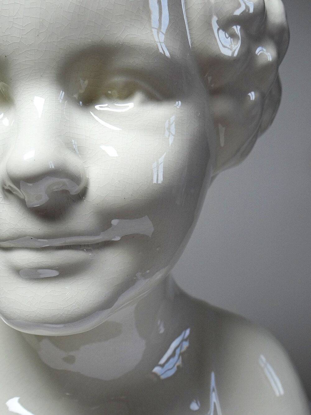 Large Art Deco faience bust from Sarreguemines, early period