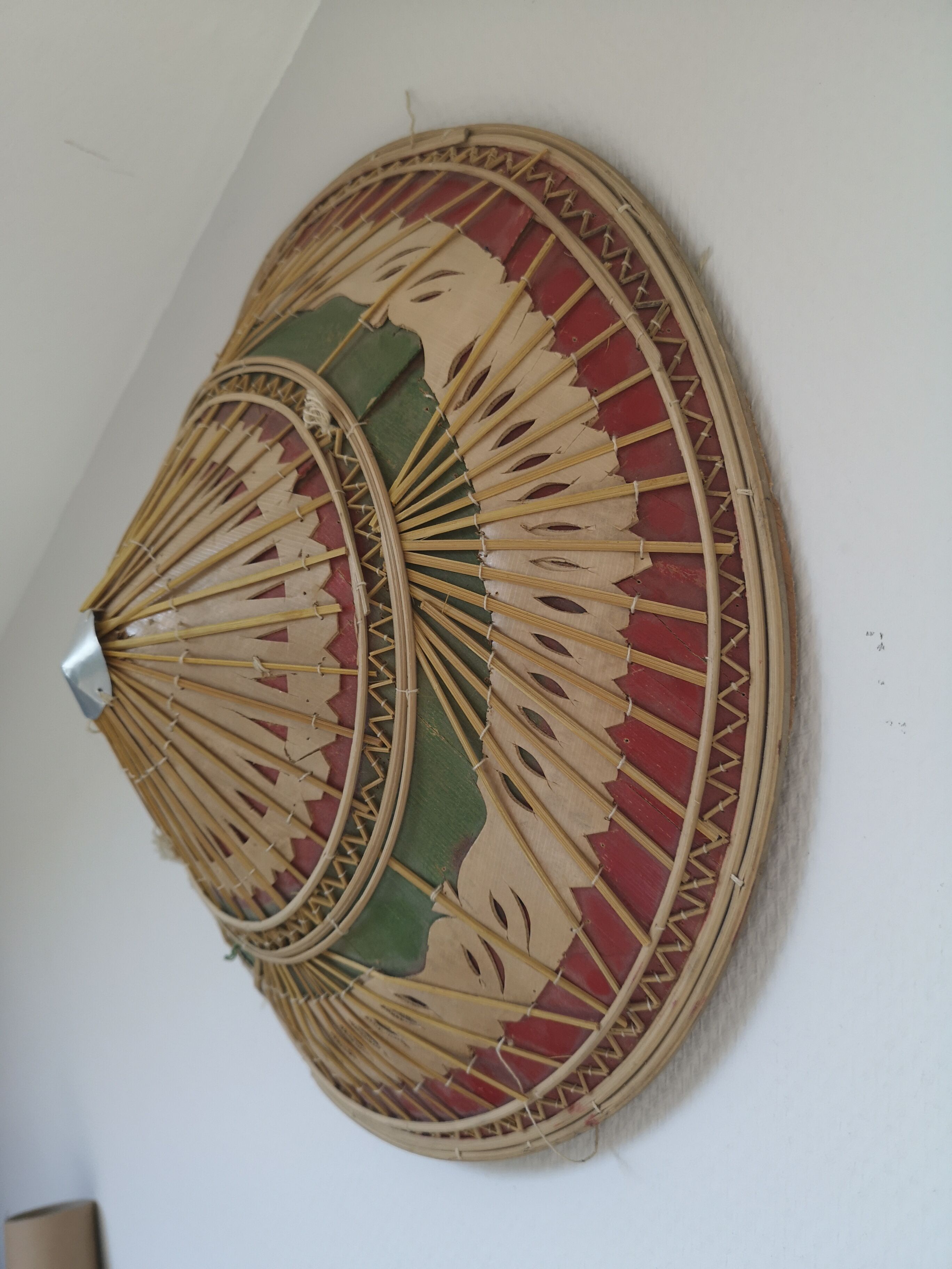 Vintage handcrafted hat deco wall rattan natural rush