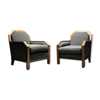 Set of 2 Art Deco Club Chairs, France, 1930s