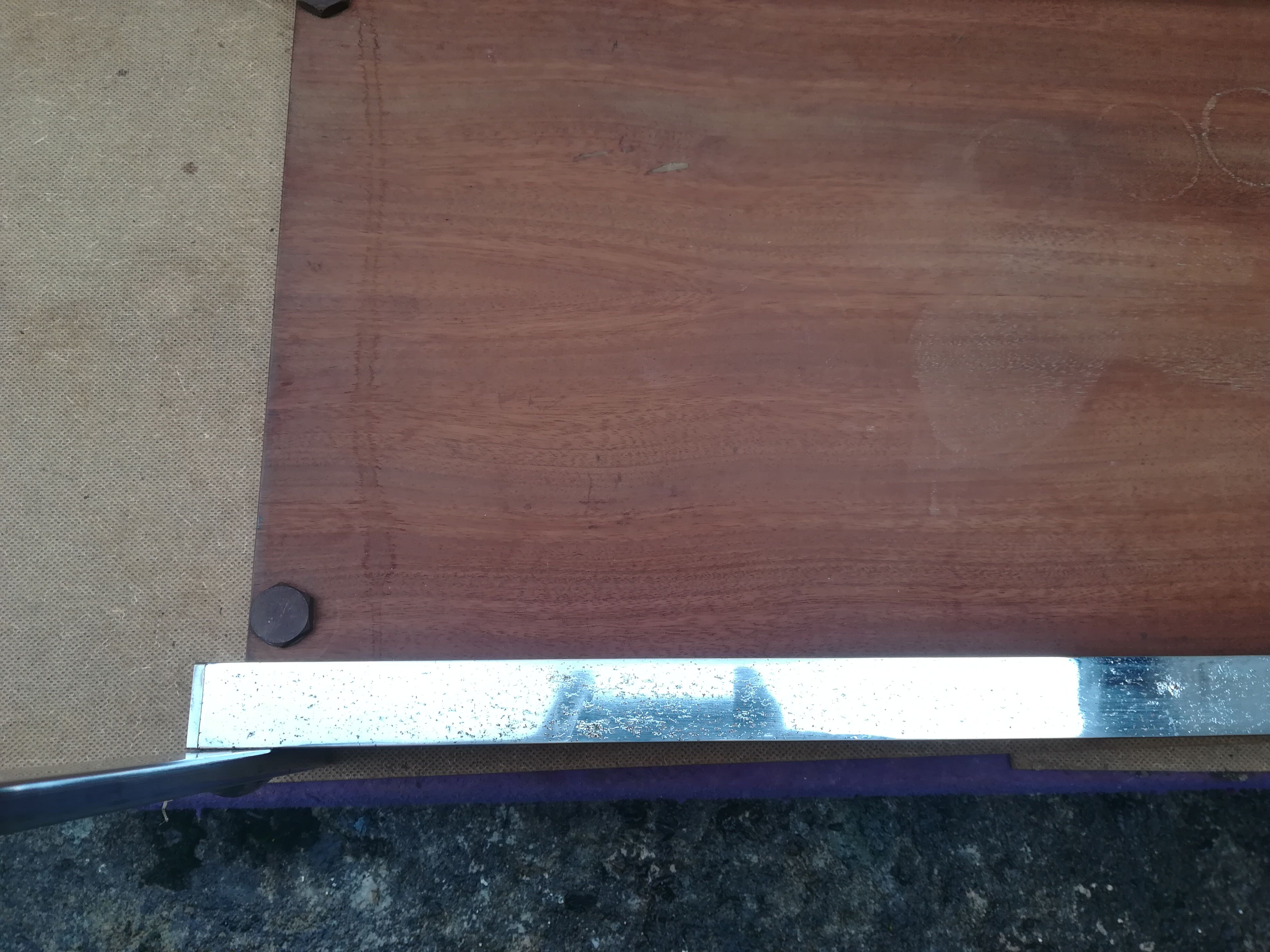 Chrome and teak coffee table