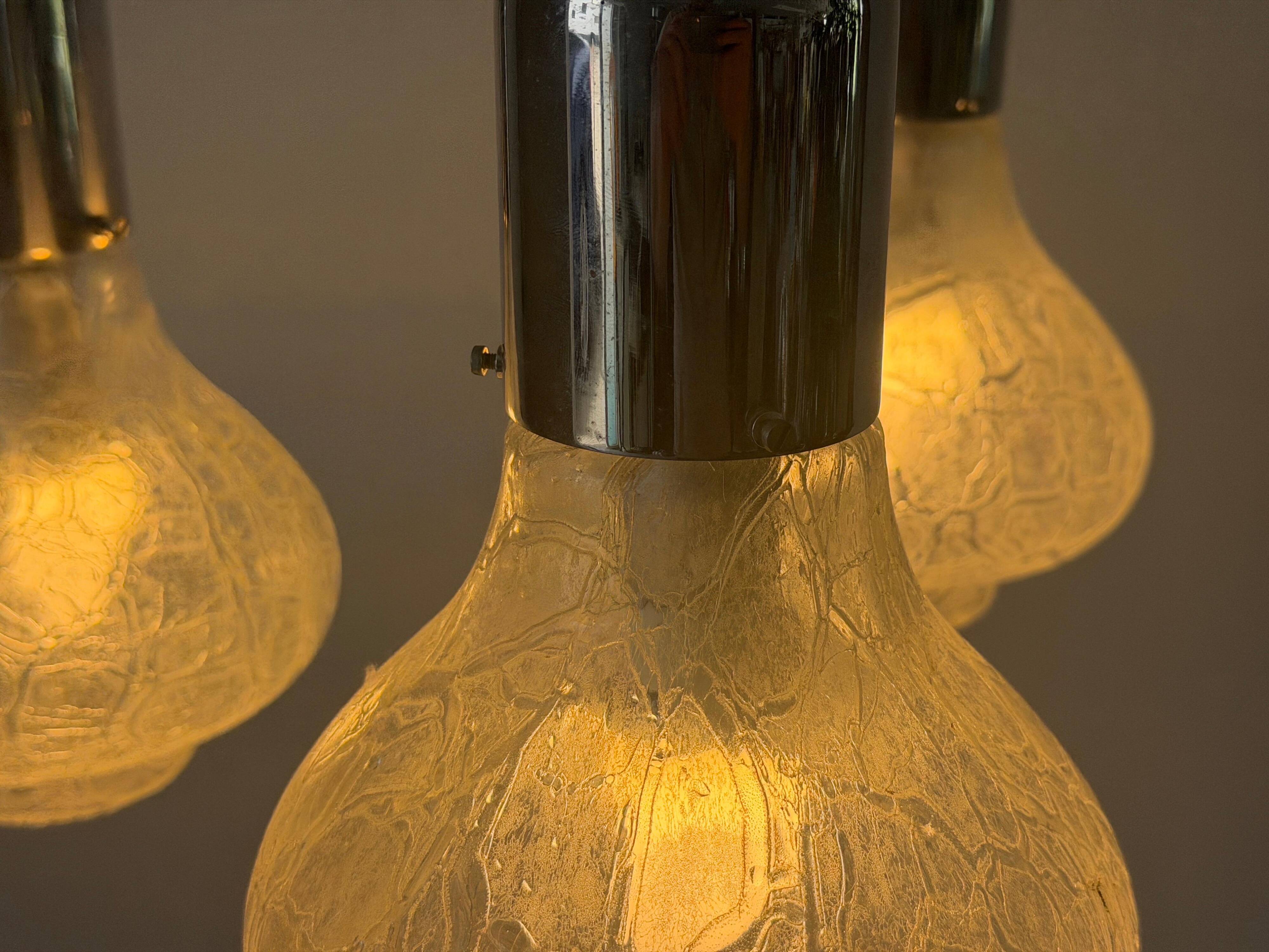 Cascade lamp with 3 glass and chrome shades by WILA, 1960s, Germany