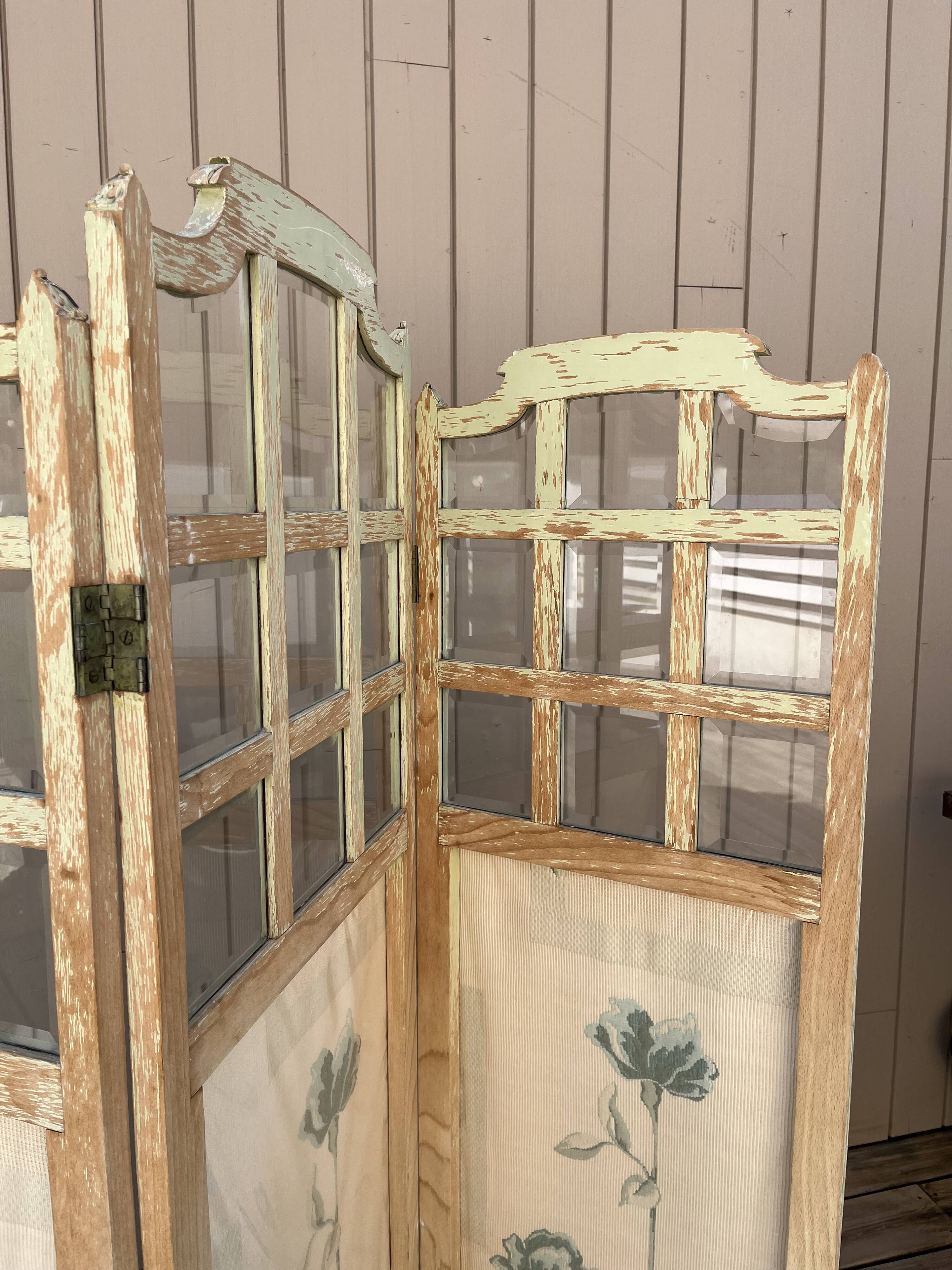 Paravent en verre et tissu