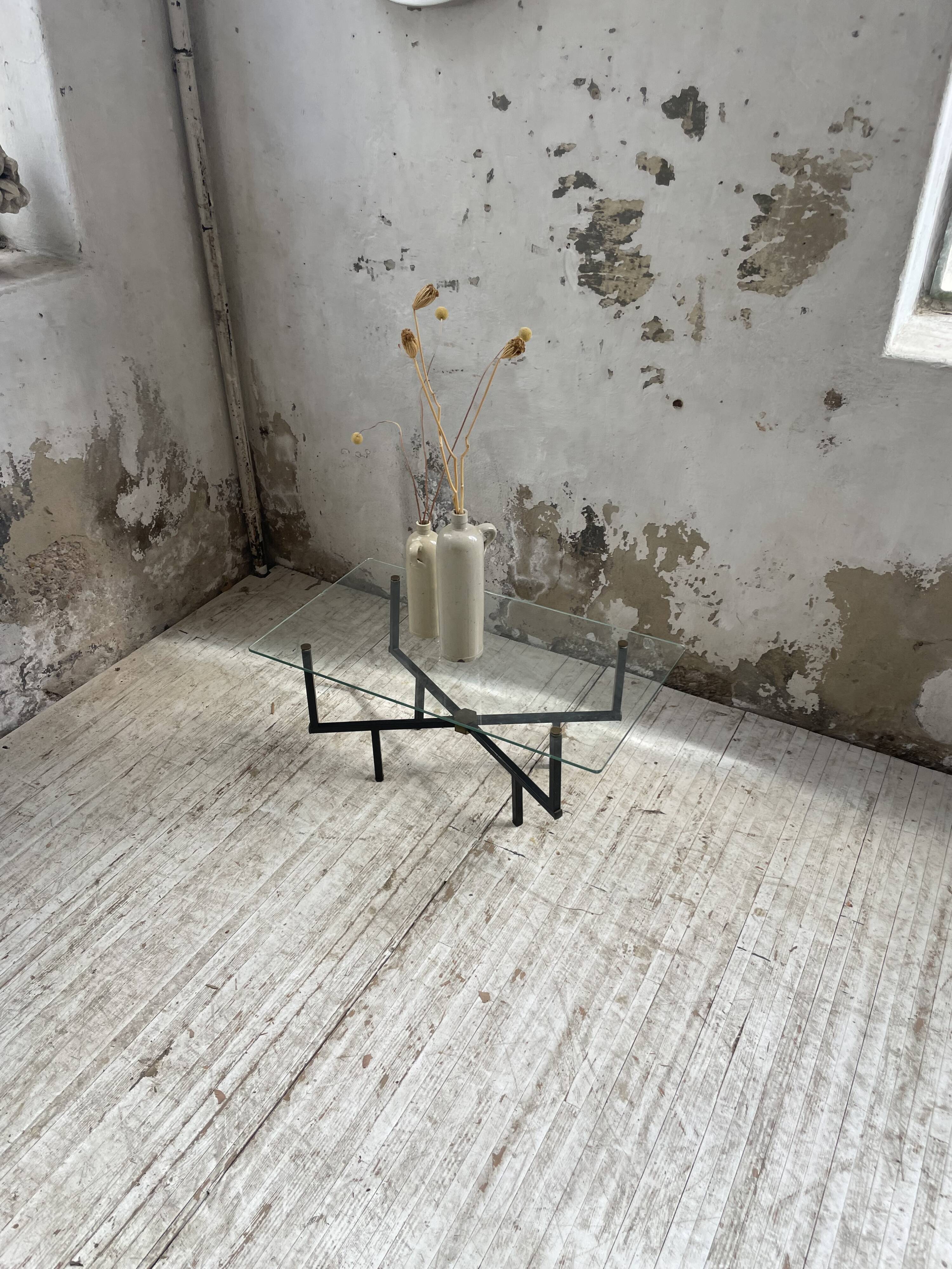 60s glass coffee table