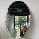1950s oval beveled mirror