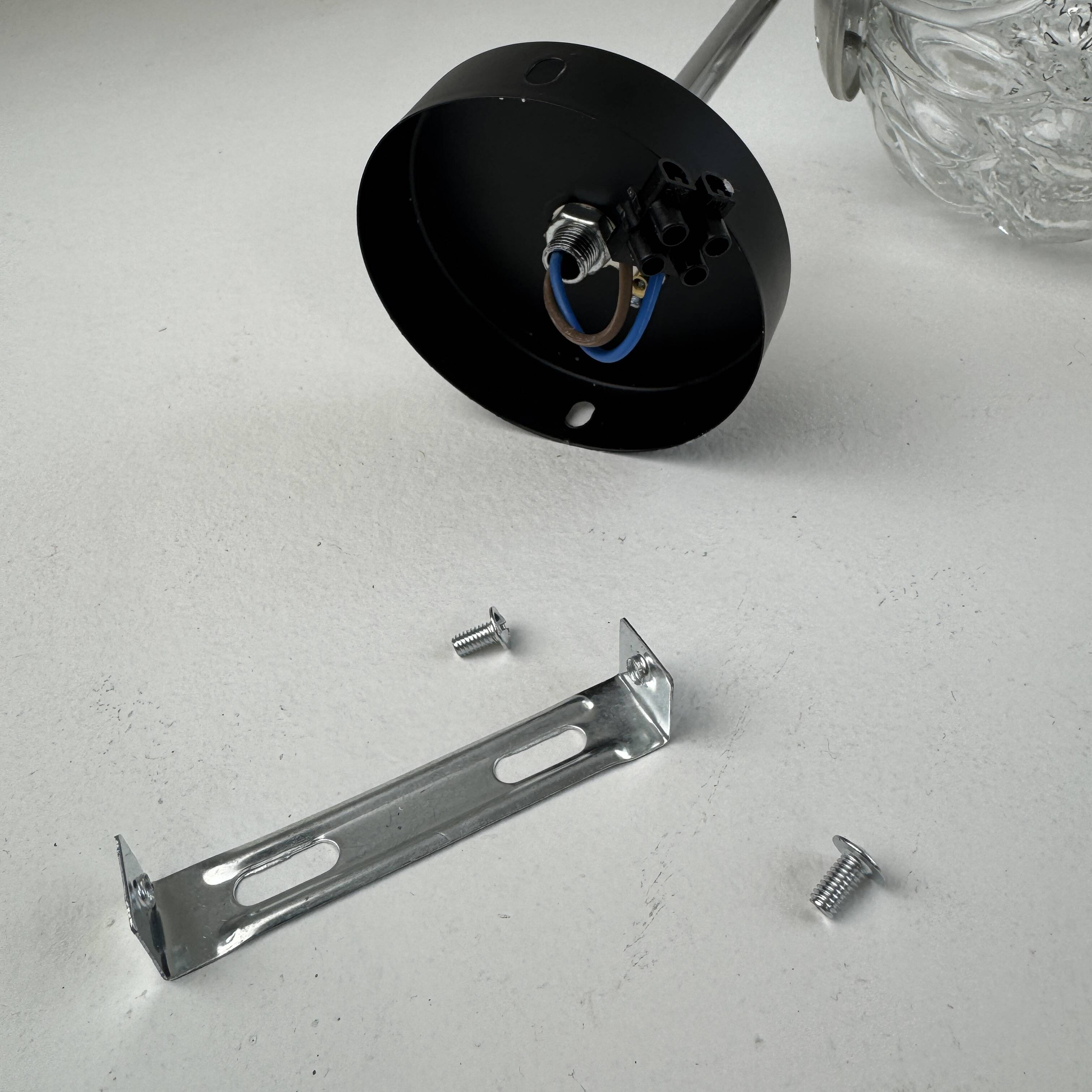 Vintage metal and glass wall light.