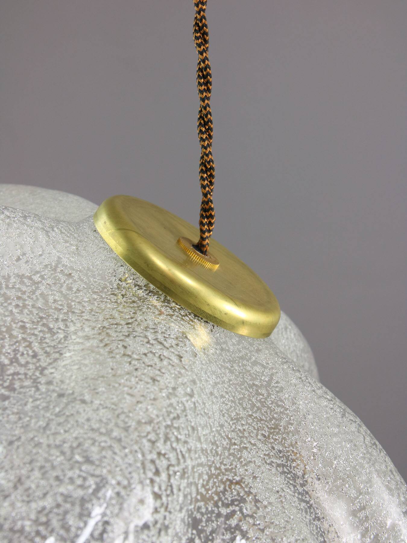 Mid-Century Italian Murano Glass and Brass Pendant Lamp