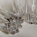 Six vintage crystal juice glasses, three large, three medium