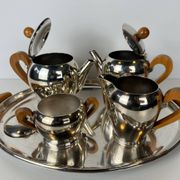 Service à café et à thé en métal argenté Alessi