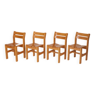 Set of 4 wooden chairs,1940s