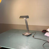 Art deco chrome and marble desk or bedside lamp