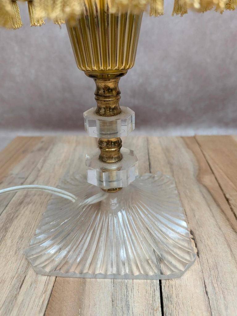 Pair of vintage lamps in plexiglass and gold metal