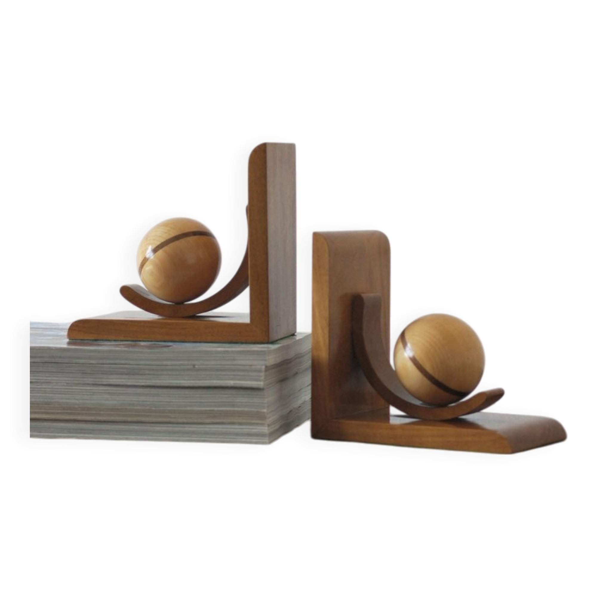 Mid-century modern wooden bookends, 1940s, set of 2