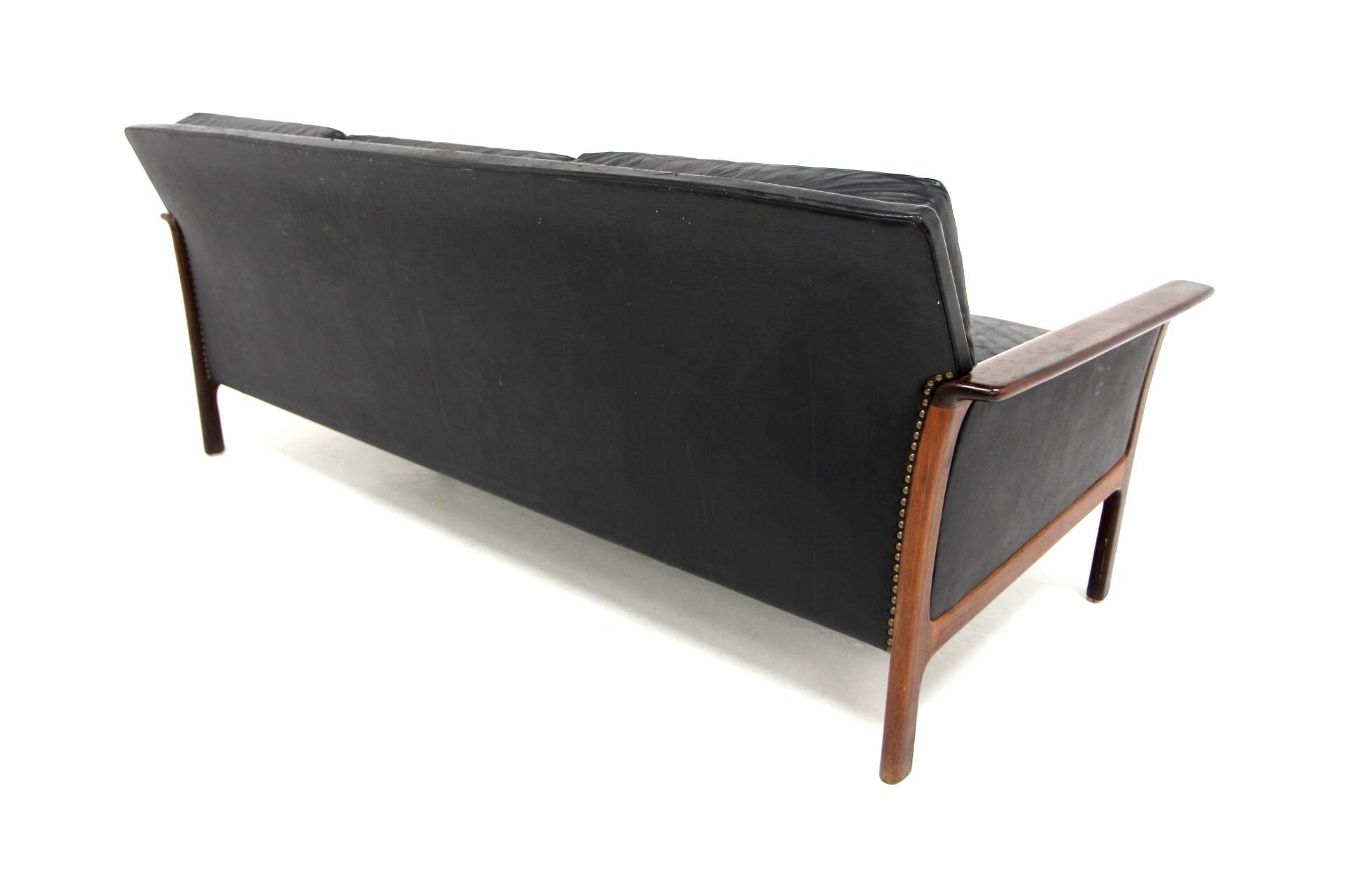 Scandinavian 3-seater leather sofa, Sweden, 1960s