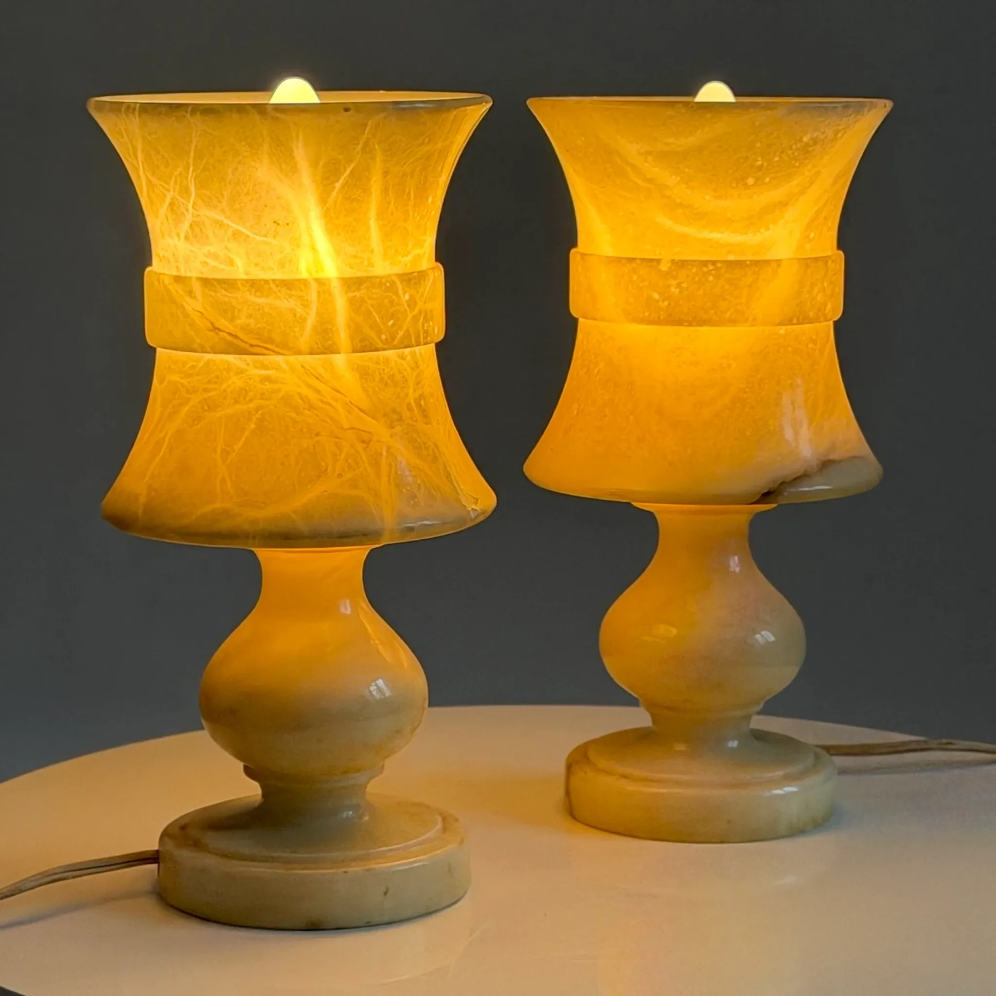 Pair of vintage alabaster lamps from the 1960s.