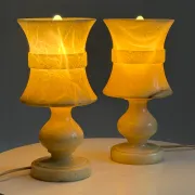 Pair of vintage alabaster lamps from the 1960s.