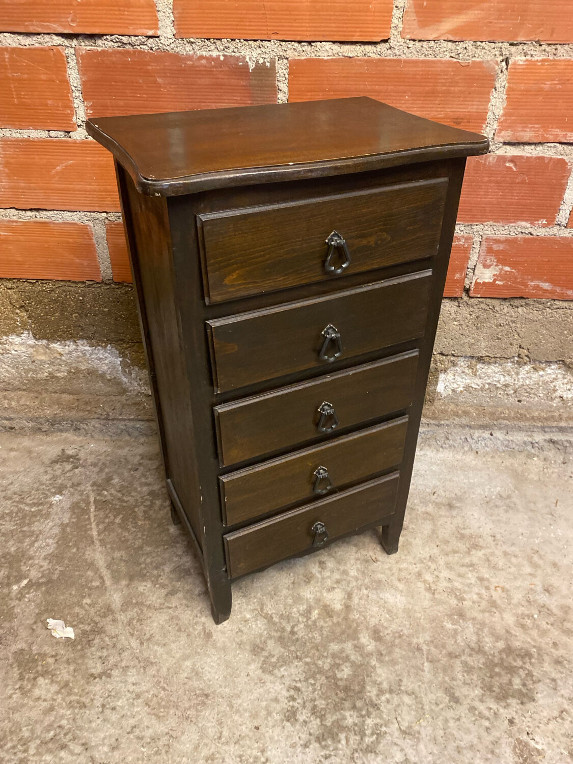 Antique Chest of Drawers with 5 Drawers Vintage Wood #D396