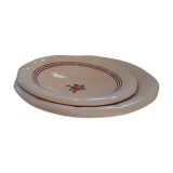 2  plats ronds mi-creux, peints à la main, modèle armelle sarreguemines.