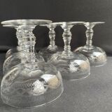 8 coupes à champagne en cristal guilloché - art nouveau