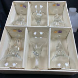 set of 6 antique cut crystal wine glasses in tulip shape from the pres