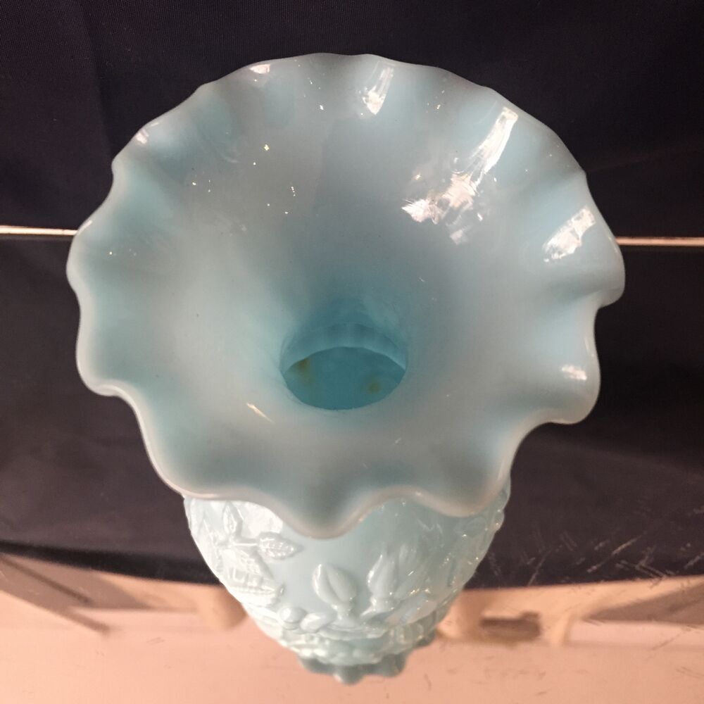 Pale blue floral opaline soliflore vase floral decoration