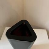 Large tall vintage crystal vase in a triangular shape, Murano style