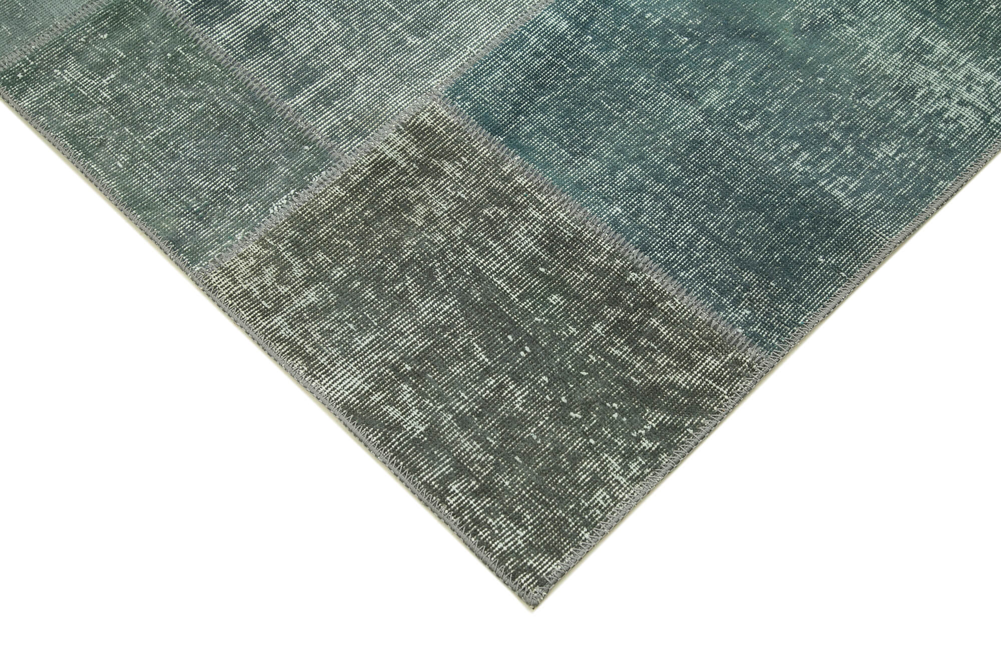 Handmade anatolian overdyed 170 cm x 240 cm grey patchwork carpet