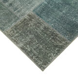 Handmade anatolian overdyed 170 cm x 240 cm grey patchwork carpet