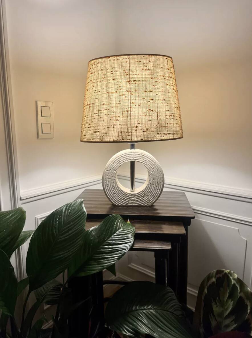 Mid-Century Modern Travertine Table Lamp by CE.VA. Studio, Italy, 1970s