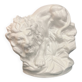 White clay, large Art Deco lion figure, Czech Republic, early 20th century