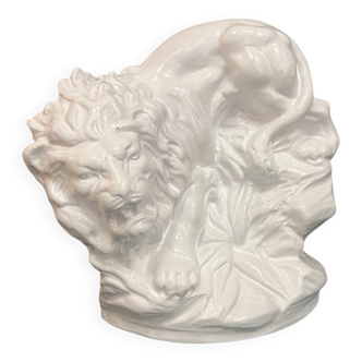 White clay, large Art Deco lion figure, Czech Republic, early 20th century