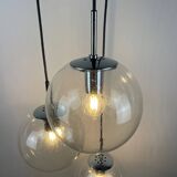 Set of 3 glass bubble globes 4101 by Glashütte Limburg 1970