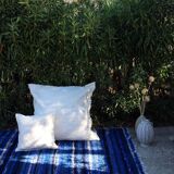 Handmade pouf cover - 120 x 120 cm - White - Recycled cotton