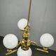 1930s Art Deco Brass and Opaline Glass Globe Chandelier, Czechoslovakia