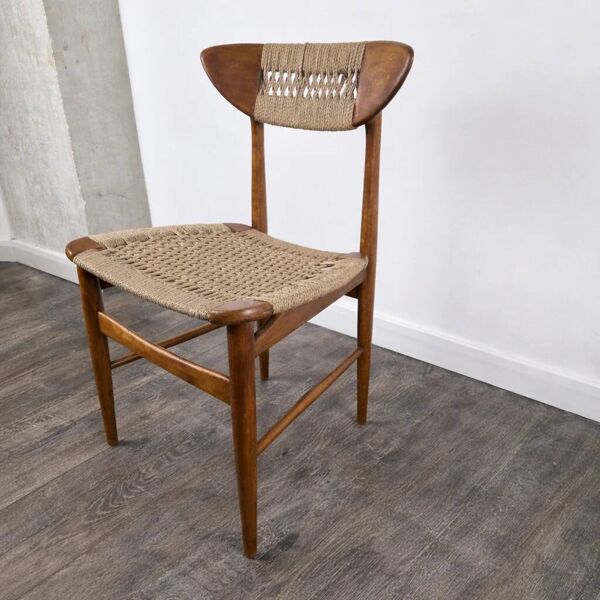 Chaise en teck et corde par Hans J. Wegner, Danemark, 1950