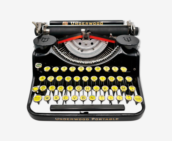 Machine à écrire Underwood Portable 4 Bank révisée ruban neuf noire 1930