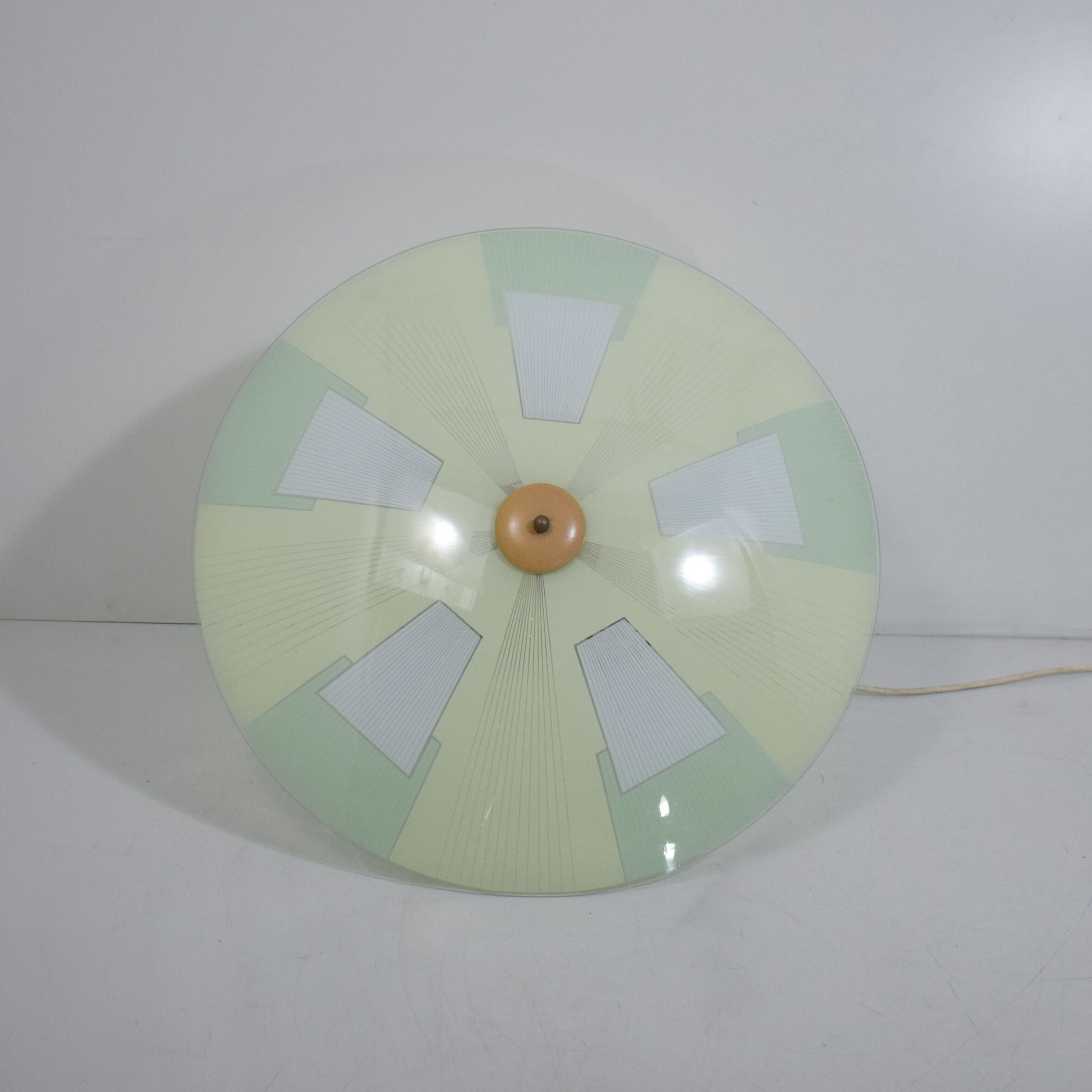 Vintage glass hanging lamp with colour patterns