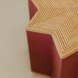 Small star-shaped side table in pink rattan
