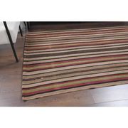 Vintage Turkish Oushak Handmade Wool Cotton Brown Kilim Area Rug 136x214