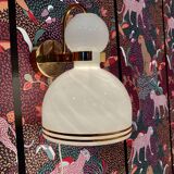 Large glass and metal wall light Scandinavian design 1960.