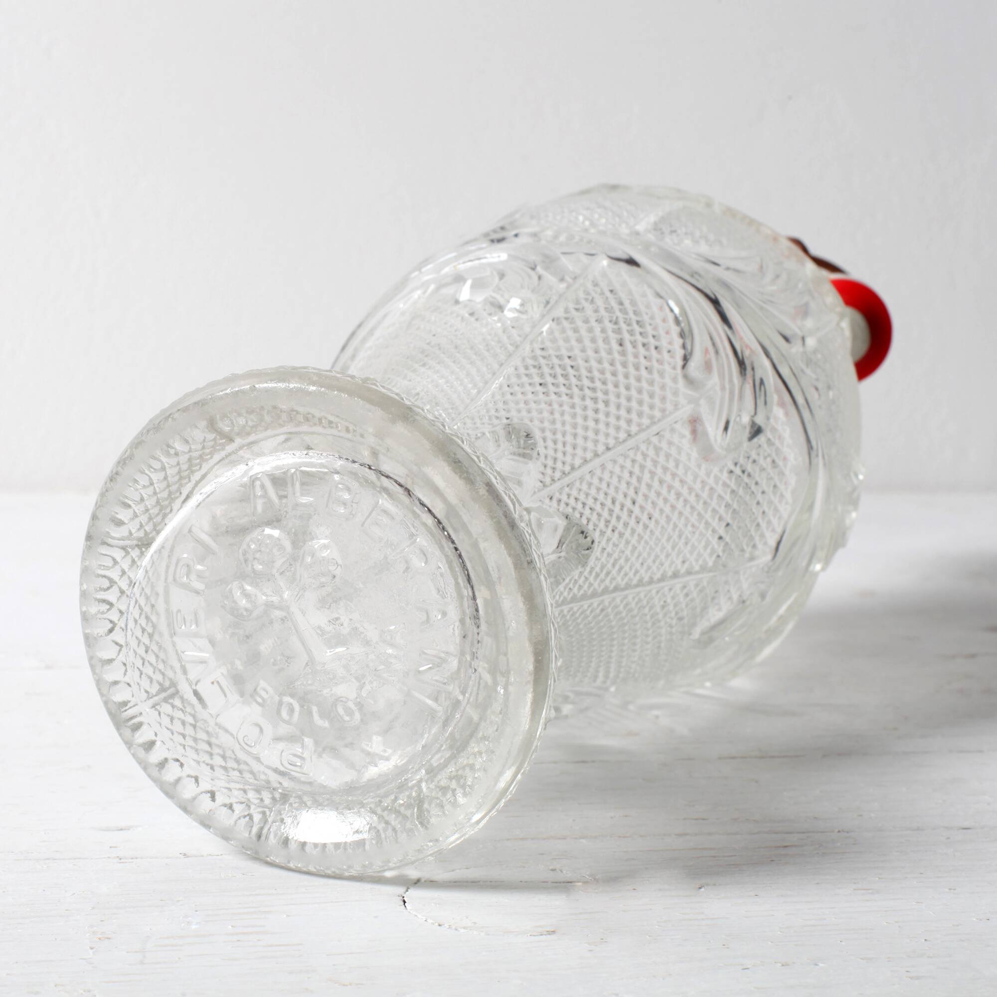 Italian Glass Bottle with Ceramic Stopper / Polveri Alberani / 1950s–1970s