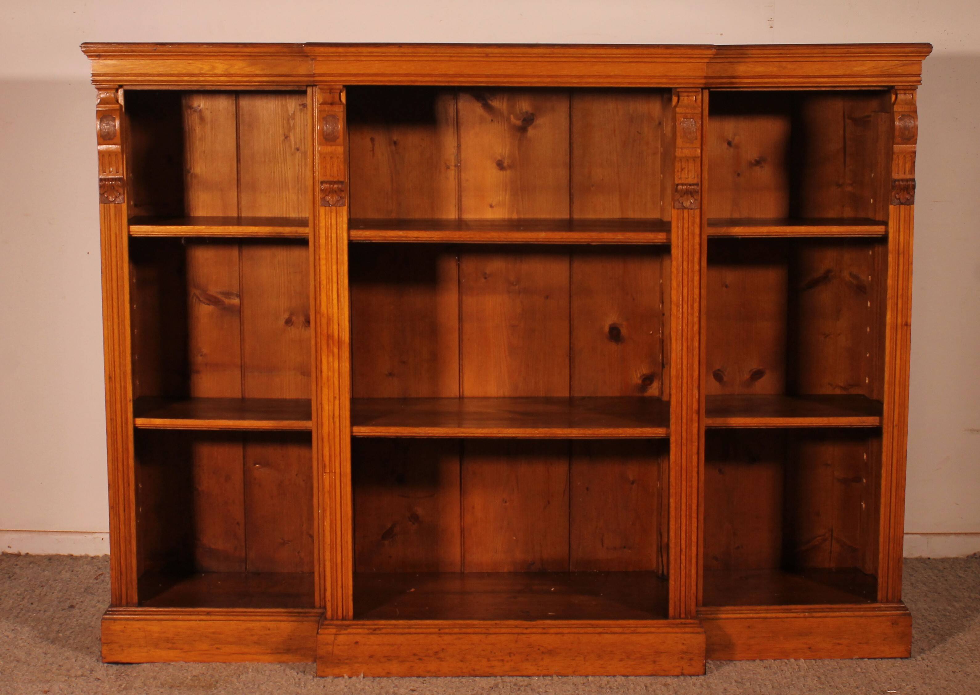 bibliothèque ouverte en chêne claire-19° siècle