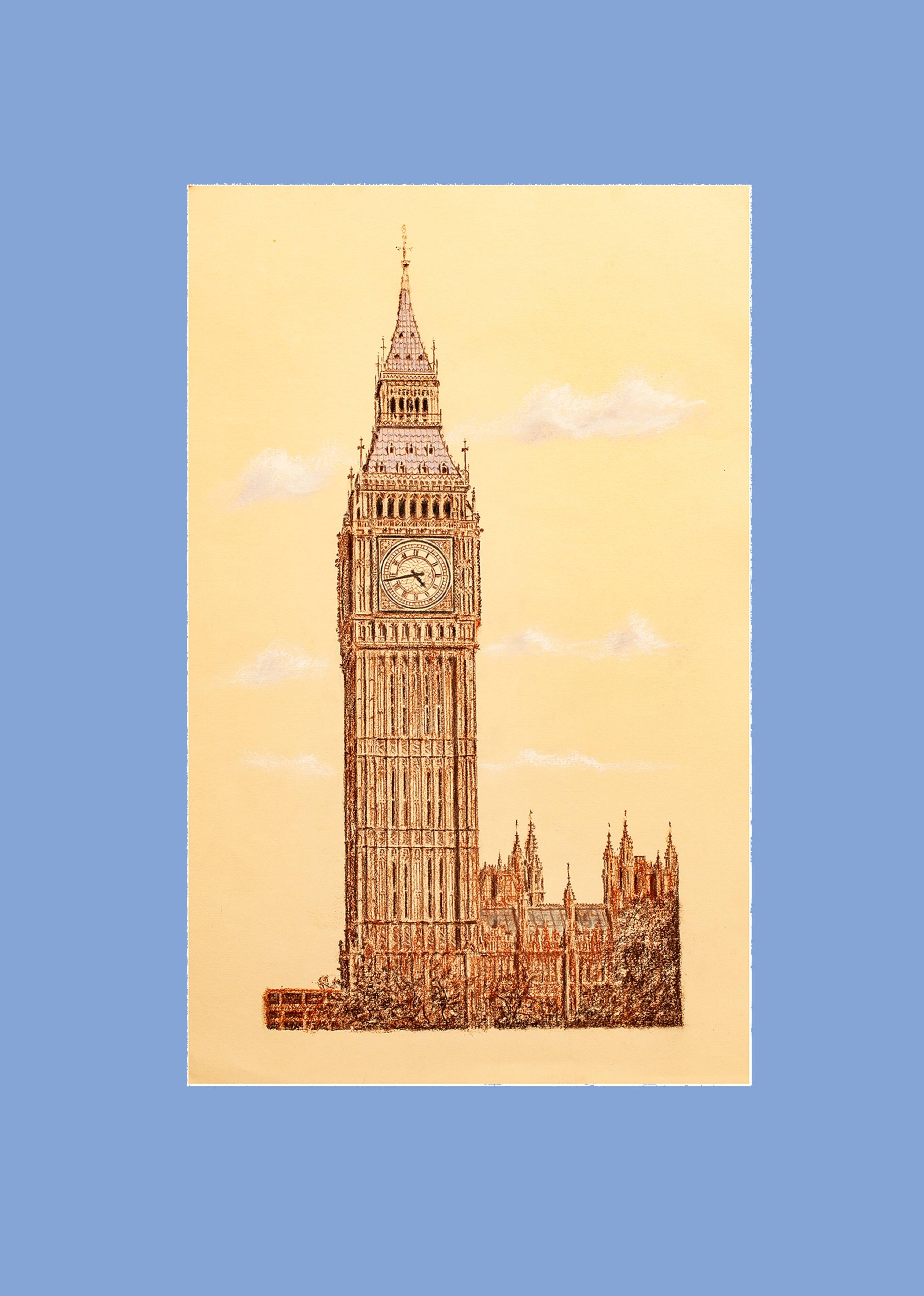 DRAWING OF THE TOWER OF LONDON. BIG BEN.