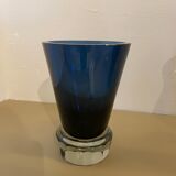 Cut crystal vase signed