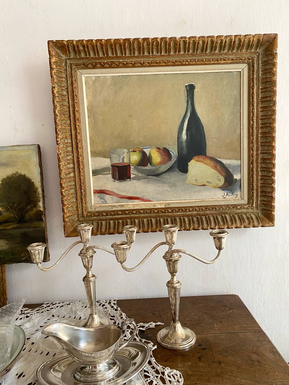 Framed still life by J. Aubry